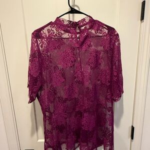Lane Bryant Lace Blouse in Magenta